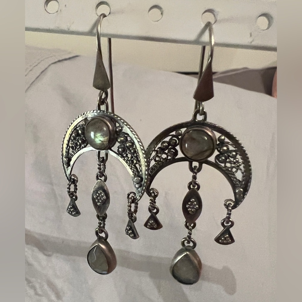 Sterling silver and labradorite earrings